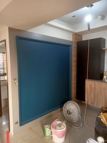 旗勝油漆 - 灰色藍色混搭烤漆黑色櫃體烤漆