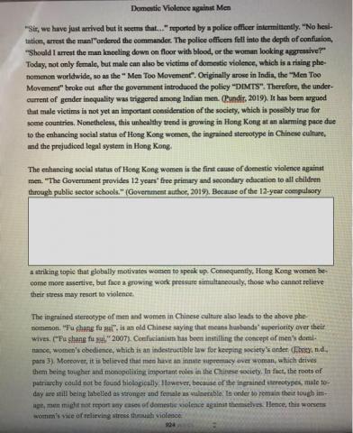 Christine Wan/母語英文翻譯服務 - 過往作品二：有關家庭暴力的英語文章 P1