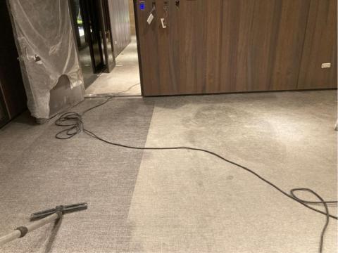 潔新環保清潔企業社 - 大樓公設地毯清潔前/後