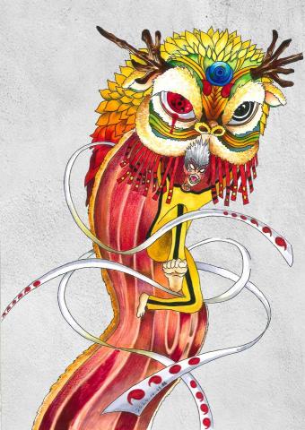 華安 - 麥克筆/色鉛筆-舞獅少年