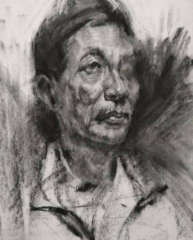 吳伯霖 - 臨摹練習，炭筆素描