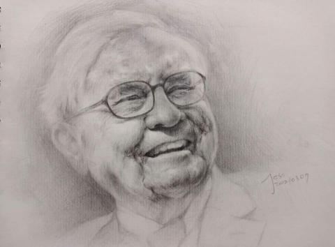 胡益彰 Jess Hu - 鉛筆素描 2021作品-Buffett 