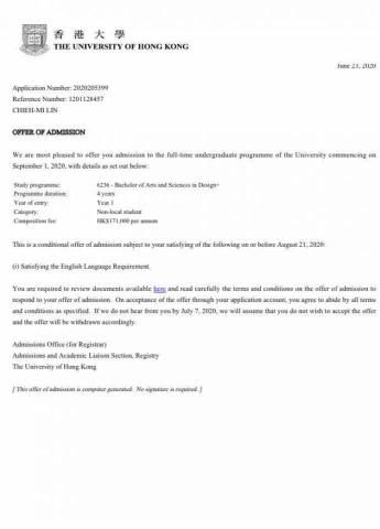 Mr. Lin - The offer letter