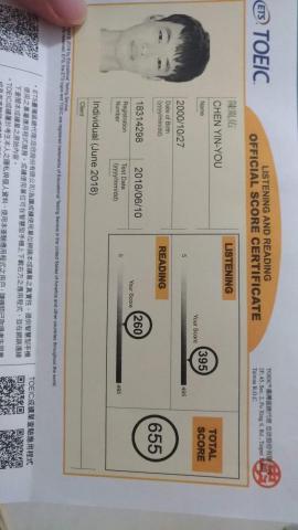 陳胤佑 - 多益證照