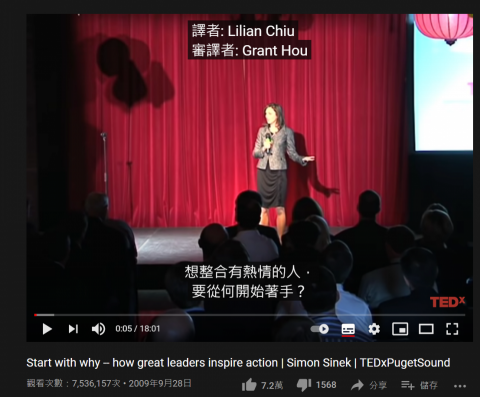 Grant Hou - TED演講審譯-偉大的領導者如何激勵他人採取行動