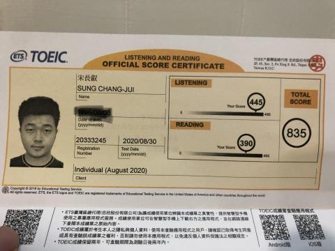 Rayjourney  - 多益成積835分