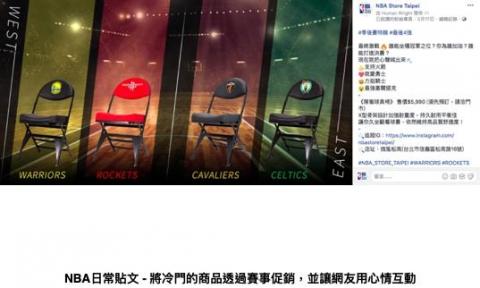 李依諭 - nba日常貼文 - 將冷門的商品透過賽事促銷，並讓網友用心情互動
