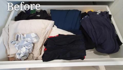 心.整理▪︎Fiona▪︎ - 衣服堆疊不易找到，不易拿取。感覺像是被塞滿，不清楚裡面究竟有哪些衣物？！