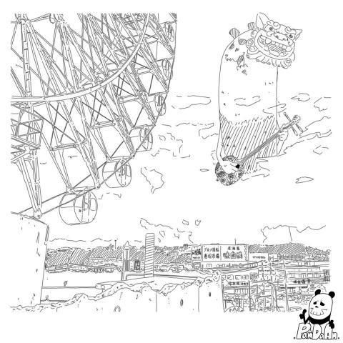 PandaAn - 景點線條插畫