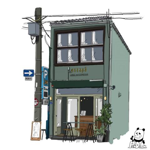 PandaAn - 店家街景線條插畫上色