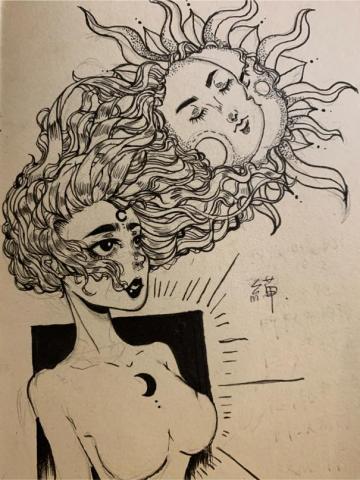 緢沢 Yukina - 刺青黑白稿設計