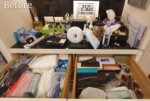 心.整理▪︎Fiona▪︎ - 被各種生活小物佈滿的玄關櫃，放眼望去，似乎沒有多餘的空間了。