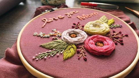 晴好物 - 立體玫瑰花刺繡