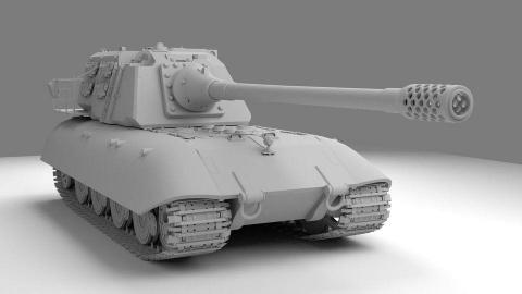 Ding Dan CG - This is a model I made with reference to JagdPzE-100 in World of Tanks. Because I wanted to know how it would feel when the fixed battle room had a turret, so I made reference to the E100&rsquo;s turret and