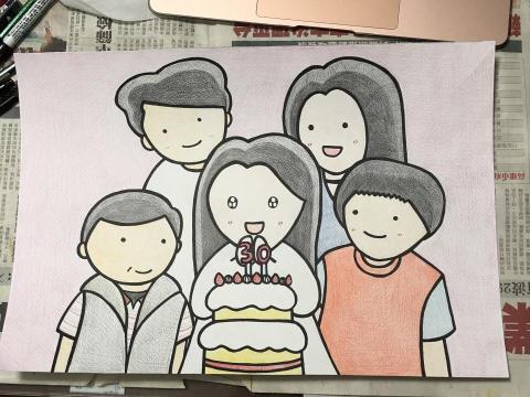 米納米 （南希） - 幫朋友畫的手繪生日賀圖
（媒材-色鉛筆、奇異筆）