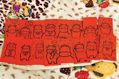 米納米 （南希） - 牛年紅包袋手繪設計圖（奇異筆、代針筆）