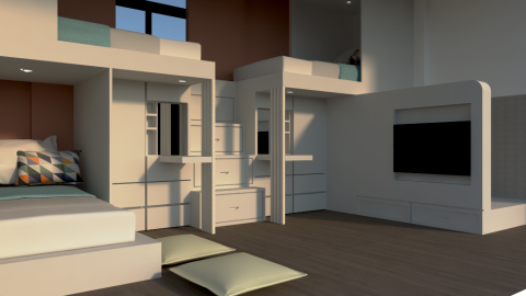 Krystal.Y - 保留舊有窗戶，又達到實用性
6坪小房還是可以容納多小孩的家庭，保有各自機隱私但又多了共同活動空間。