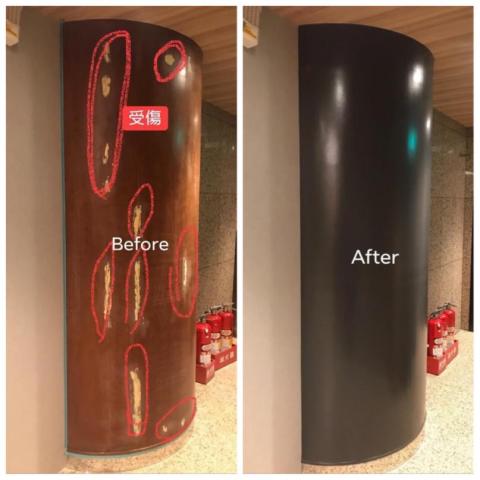 貼膜大師建築軟膜企業社 - 商辦大樓柱體，貼膜翻新改色