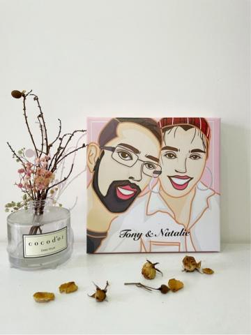 大眼先森個人工作室 - 情侶無框畫手繪樣說