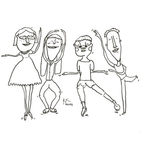 Kristydoodle - 手繪 | 四位舞者