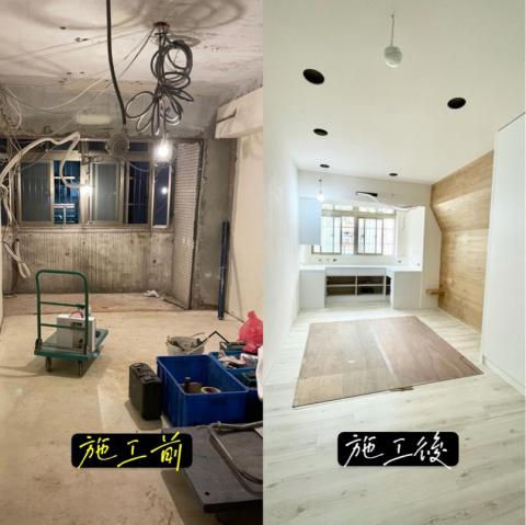 Jun油漆個人工作室 - 三間房間全室批土乳膠漆，
床頭木皮染色及房間門框門片染色～
兩座舊式櫃體未拆除，
實體還不錯，於是屋主選擇改色，
兩座櫃子噴起來跟烤漆沒兩樣，
只差沒有批土，不過質感真的很棒。