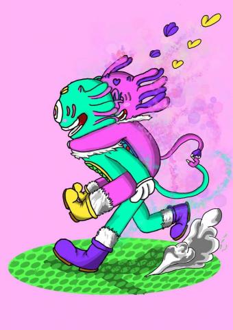 USE999插畫工作室 - 快樂幸福向前衝