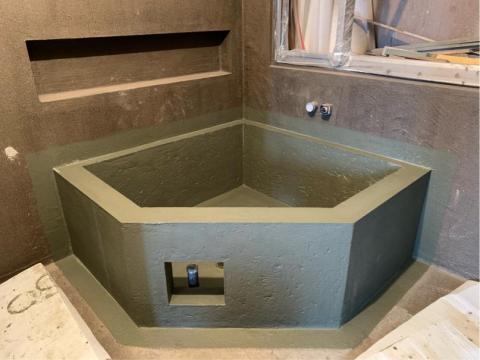 松發專業泥作工程 - 浴缸砌磚、打底、防水施作