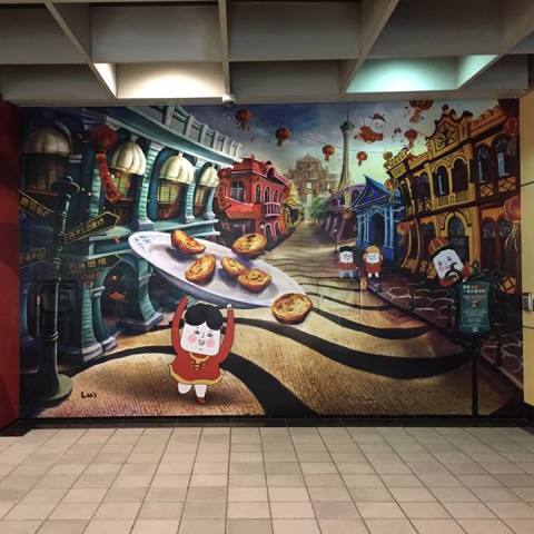 林川 - 澳門旅遊局廣告牆場景繪製（角色合作插畫家：達達妃妃）
