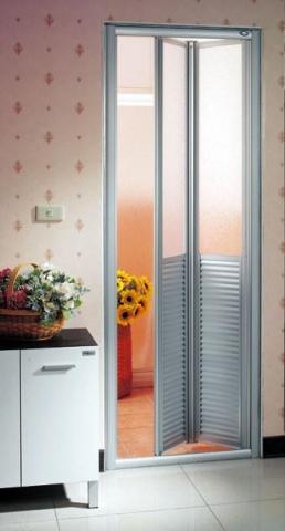 淋浴拉門達人 - 折疊二門霧銀框PS板加百葉