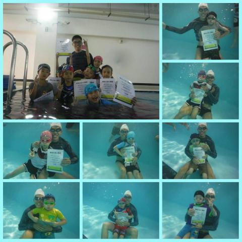 台南游泳教練鯊魚哥哥游泳教室 - 台南游泳教練-鯊魚哥哥游泳教室，水底頒獎鯊魚小泳士證書!