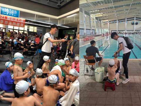台南游泳教練鯊魚哥哥游泳教室 - 台南游泳教練-鯊魚哥哥游泳教室，2021樹谷盃游泳比賽，鯊魚哥哥率領43位鯊魚小泳士，前進游泳比賽，許多小朋友是第一次參賽，緊張興奮的表情全寫在臉上!