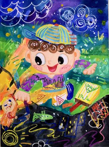 𝟏.𝟗𝟔⋅𝑎𝑙𝑝ℎ𝑎 ✴︎ 𝐬𝐭𝐮𝐝𝐢𝐨  |  𝐓𝐞𝐚𝐜𝐡 - 插畫｜兒童畫｜蠟筆+水彩