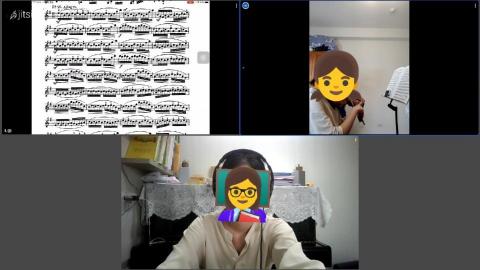 雅聲音樂 - 《小提琴線上課》
防疫期間不停學~
除了視訊親自示範，在講解樂譜時，老師也使用了電子譜，分享畫面，清楚地標記樂譜上需要注意的地方，解決了遠端溝通上的困難！