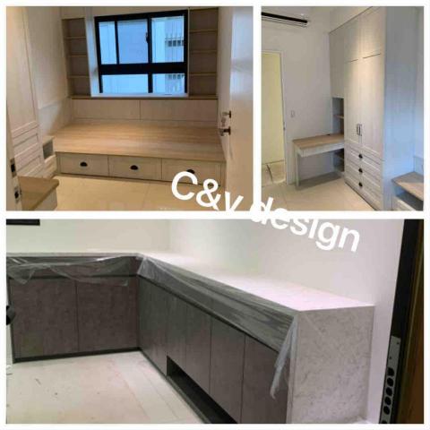 櫥櫃大小室 - 框型門 
玄關石材檯面