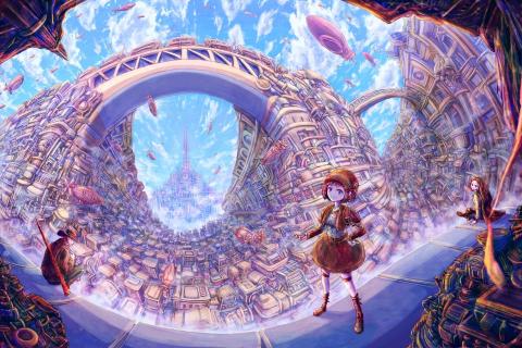 Arc弧光藝術 - 日式插畫-伴月同往