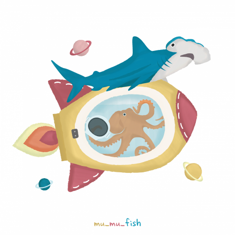 mu_mu_fish | 一畝魚工作室 - 插畫設計 | 雙髻鯊火箭