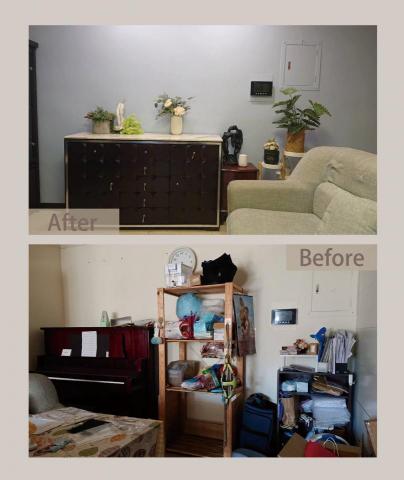 Hippo Workshop - 規劃了一面主題牆, 屋主特別選了喜歡的顏色, 看起來很清爽。