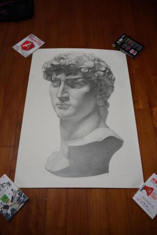 牛浩芸 - 大衛像，鉛筆素描，寫生，全開