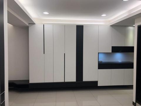 木質感系統櫃規劃 - 玄關&TV櫃