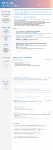 真誠文字工作室 - 履歷(含排版) 中翻英