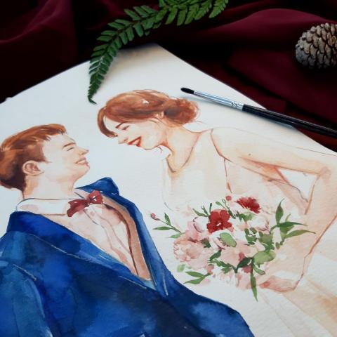 陳力瑜 - 結婚人像水彩