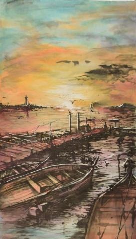 寧靜繪畫工作室 - 水墨，70.0*138.0cm，2014
