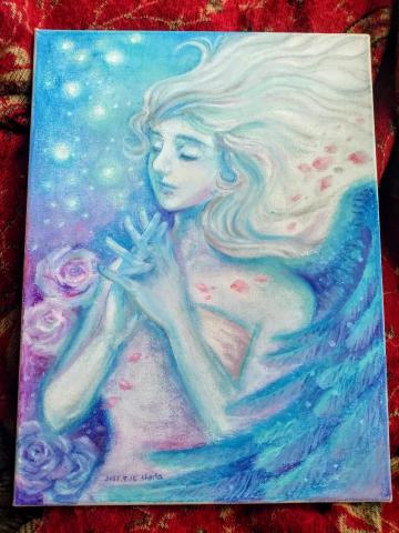 葉婷婷 - 油蠟筆畫-藍燄天使