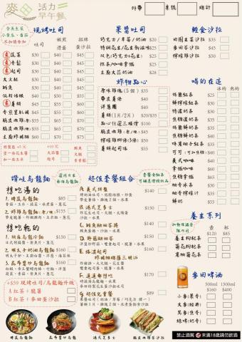 Jenni Design - 早午餐店菜單