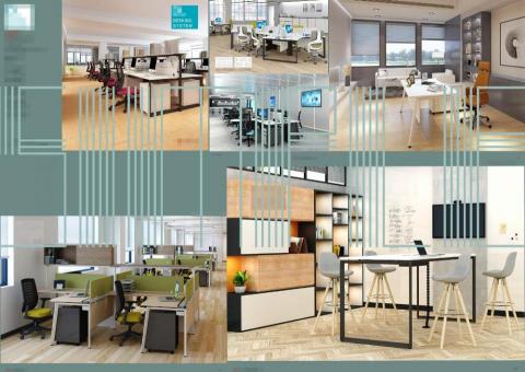 斑點3D工作室 - 實績-家具目錄(桌)：辦公系統家具模型及場景建模渲染出圖