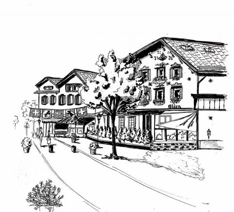 城市速寫教學/兒童美術、陪玩 - 旅遊足跡。瑞士 Gstaad 