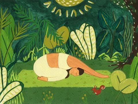 小狐狸插畫 - 個人創作。不透明水彩、photoshop。