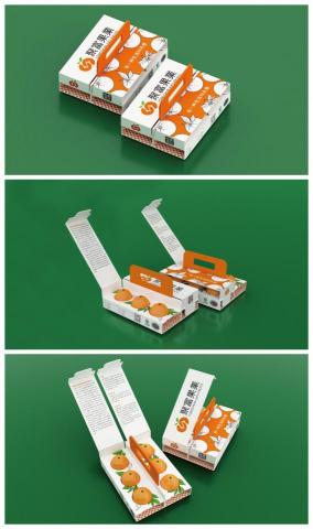 Combine design office - ·聚富果業包裝設計·
材質以瓦楞紙為主，其成本低、加工易、強度大、儲存搬運方便，且80%以上的瓦楞紙均可通過回收再生，相對環保，使用廣泛。