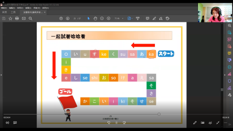 陳小姐 - 線上課程實況!!
設計小遊戲讓學員熟悉50音,同時從旁檢視學員的學習情況與成果,再針對不熟的地方加強.