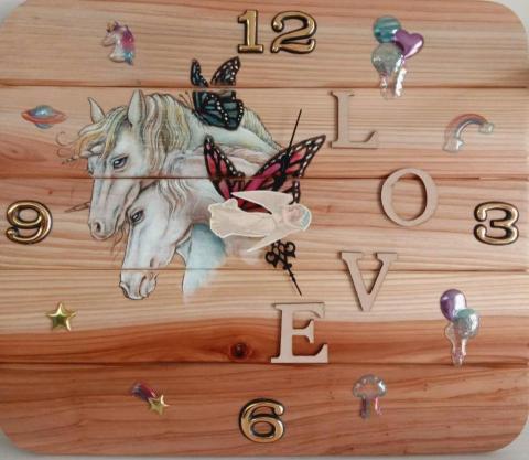 竑諒彩繪工房（21改造工房） - 獨角獸木板時鐘